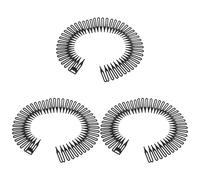 Lurrose Barrette à Cheveux Noire en Plastique Peigne Ajustable Circulaire, Bandeau Extensible pour Coiffure Quotidienne et Occasions Variées, Lot de 3 Pièces