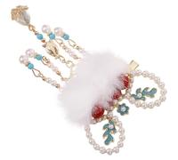 Lurrose Barrette à Cheveux Pompon en Peluche Rouge Style Chinois pour Doux et Confortable Accessoire Cheveux Fille Diverses Occasions