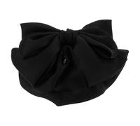 Lurrose Barrette et Coiffure Soignée Tenue Formelle Maintien Propre en Filet à Cheveux Grand Nœud Papillon en Alliage et Tissu Noir, Accessoire Élégant pour Femmes