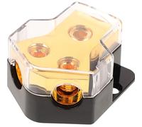 Lurrose Bloc de Distribution D'alimentation 1 Entrée 2 Sorties en Alliage de Zinc 1 * 0ga vers 2 * 4ga pour Amplificateur Audio Voiture, Boîtier de Dérivation Masse 12v Compatible Système