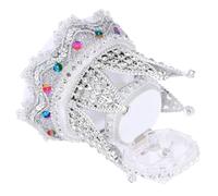 Lurrose Boîte à Alliances de Couronne Argentée Porte-Bagues Compact pour Cérémonie de Mariage Écrin à Bagues de Fiançailles avec Finition Soignée Rangement Bijoux Portable pour