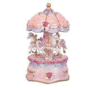 Lurrose Boîte à Musique Carrousel Rotative pour Filles Huit Notes avec Éclairage LED Violet Décoration Vintage pour Noël et Anniversaire Présent Musical sans Piles Manège Lumineux