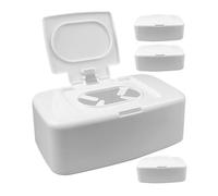 Lurrose Boîte de Lingettes Réutilisable 4pcs Blanche en Pp Légère et Portable pour Salon et Salle de Bain, Distributeur Simple et Pratique pour Mouchoirs Humides