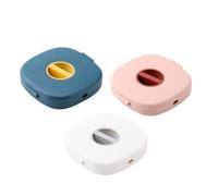 Lurrose Boîte de Rangement pour Câbles USB Lot de 3 Organiseur Rotatif pour Écouteurs, Support pour Câbles de Données, Assortiment Couleurs Rose, Bleu et Blanc, Pratique pour Bureau