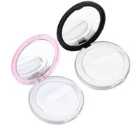 Lurrose Boîte de Rangement pour Poudre de Maquillage avec Miroir et Filet Élastique 2 Sets Étui Portable en PP pour Houppette, Voyage et Usage Familial