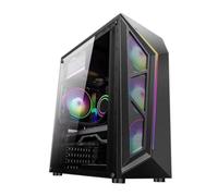 Lurrose Boîtier Pc ATX avec Éclairage LED Effet Panoramique Panneau Acrylique Transparent Support Cartes Mères ATX Boîtier Airflow Performant pour Jeu Et DIY