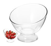 Lurrose Bol à Salade Incliné Transparent en Polypropylène, Coupe Multifonction pour Fruits et Desserts, Bol à Trifle Délicat pour Présentation de Crème Glacée et Snacks, Usage Quotidien