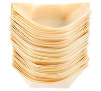 Lurrose Bol en Bois Naturel à Goûter 50 Pièces 9 CM X 5,5 CM pour Buffet et Restauration Rapide Vaisselle Écologique Usage Alimentaire Jetable Portable