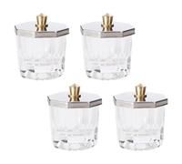 Lurrose Bol en Verre Octogonal Couvercle en Acier Inoxydable pour Nail Art Rechargeable et Facile à Nettoyer , Lot de 4 Pièces pour Poudre et Liquide Acrylique