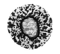 Lurrose Bonnet Cheveux Motif Peau de Vache Noir et Blanc, Imperméable et Réutilisable, en Satin et Tissu, pour Soins Capillaires