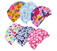 Lurrose Bonnet de Bain Imperméable pour Adultes, Lot de 6 Pièces en Nylon, Protection des Cheveux Vacances et Natation pour Adultes