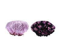 Lurrose Bonnet de Étanche pour Femmes en Eva avec Design Fleur et Pot, Lot de 2 Pièces, Protection des Cheveux