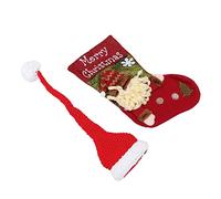Lurrose Bonnet de Noël pour Garçon Fille Accessoires Photo Thématique Né avec Bottines (2 Pièces)