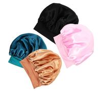 Lurrose Bonnet de Nuit Élastique Décoratif 4pcs pour Cheveux Bouclés, Large Bord en Polyester Ajustable, pour Routine Beauté et Bain