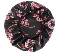 Lurrose Bonnet de Nuit Rond en Satin Élastique Grosse Taille Noir Bonnet en Satin pour Femme pour Cheveux et Polyvalent pour Dormir Soin des Cheveux