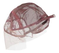 Lurrose Bonnet de Postiche en Dentelle Marron Sangle Ajustable, Bonnet Filet Élastique pour Coiffure Plaquée, Accessoires de Cosplay pour Fabrication de Perruques, Taille Unique