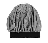 Lurrose Bonnet de Satin Large Élastique Noir Taille L, Bonnet de Nuit en Satin pour Protection Cheveux Bouclés, Bandeau Doux pour Bain, Spa et Soins Capillaires Nocturnes