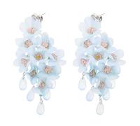 Lurrose Boucles D'oreilles Pendantes de Fleur, Boucles D'oreilles de Fleur, Tissu et Métal, Cœur, Confort Toute la Journée, Peau Sensible, Femmes et Filles, Vacances D'été en Bord de Mer,