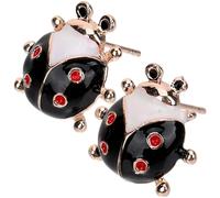 Lurrose Boucles D'oreilles pour Femmes et Adolescentes Style Unique et Élagnant Petites à Bon Dieu en Alliage Noir pour Anniversaire ou