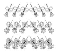 Lurrose Boucles D'oreilles Rondes en Acier Inoxydable Zircons Brillants, Design Six Griffes, Acier Titane Résistant pour Femmes et Hommes, Lot de 9 Paires Polyvalentes