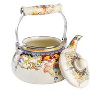 Lurrose Bouilloire Émail Vintage Résistante Chaleur Théière Portable Inoxydable pour Maison et Bureau Casserole Eau sans Déformation