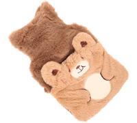 Lurrose Bouillotte à Eau Chaude en Peluche Marron Réutilisable avec Housse Détachable, Soulage Douleurs Musculaires et Règles, pour Famille et Amis