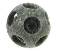 Lurrose Boule Décorative pour Équilibre Énergétique en Pierre Verte Sculptée, Vintage Élégante pour Salon et Collection