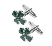 Lurrose Boutons de Manchette pour Homme en Alliage Vert, Forme Cœur et Trèfle à Quatre Feuilles, Confortables et Élégants pour Sorties Décontractées et Réunions d'affaires