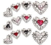 Lurrose Breloques pour Ongles en Métal Cœur 3d, Lot de 25 Pièces Kawaii Strass Colorés, Décorations Nail Art pour Femmes, Accessoires DIY Manucure, pour Fêtes et Noël