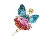 Lurrose Broche Ange Femme en Alliage Cristal Bleu, Broche de Manteau Élégante et Bijoux Vintage, Épingle Décorative pour Vêtements, Fête, Mariage et Usage Quotidien