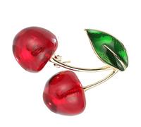 Lurrose Broche Cerise en Résine Colorée, Épingle de Col Élégante pour Femmes, Accessoire Mode Fruité pour Veste et Manteau, Présent Fête et Événements, Broche Mode Féminine
