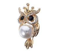 Lurrose Broche Chouette en Alliage Or Perles, Accessoire Polyvalent et Décoratif pour Femmes, pour Mariage ou Tenue Décontractée