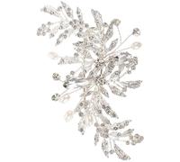 Lurrose Broche Décorative Feuille en Alliage de Zinc Argenté avec Pierres Scintillantes, Chic et Résistante, pour Fixer une Écharpe Lors D’un Mariage