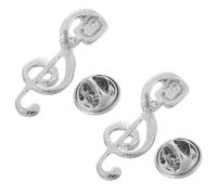 Lurrose Broche en Alliage de Zinc Argentée 2pcs Notes de Musique et Microphone, Accessoire Polyvalent Design Unique pour Femme et Homme, pour Fête