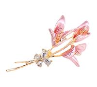 Lurrose Broche en Alliage Doré de Fleur Élégante Décoration en Cristaux, Structure Robuste, Accessoire Raffiné pour Robes et Costumes, pour Anniversaire
