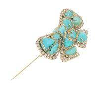 Lurrose Broche en Cuivre et Turquoise en Forme de Nœud, Épingle Sécurisée et Artisanat Raffiné, pour Robes et Pulls Lors D'occasions Formelles