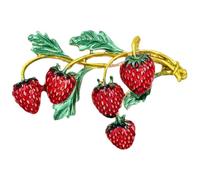 Lurrose Broche Fraise Vintage en Métal Émaillé, Épingle de Sûreté Décorative pour Vêtements Femmes, Accessoire Fruité pour Robe, Bijou Fantaisie pour Soirées, Festivals et Usage Quotidien
