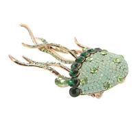 Lurrose Broche Méduse Strassée Verte Longs Tentacules, Épingle Décorative en Alliage de Zinc, Bijou Fantaisie pour Robe de Soirée, Accessoires Élégants pour Femmes et Adolescentes