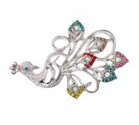 Lurrose Broche Paon Ornée de Cristaux, Épingle à Thème Animalier Double Fermoir, Accessoire Élégant pour Châles, Pulls et Paquet, Bijou Créatif pour Femmes et Filles, Style Chinois,