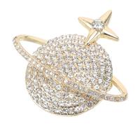 Lurrose Broche Planète Dorée en Alliage de Zinc et Cristaux pour Femmes, Épingle à Col Élégante, pour Soirées et Dîners, Style et Qualité Mise en Valeur