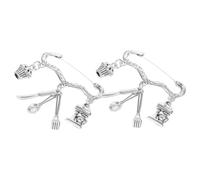 Lurrose Broche Thème Pâtisserie en Alliage de Zinc Argenté, Lot de 2 Pièces, Design Unique et Utilisation Polyvalente pour Espace de Boulangerie Cuisine