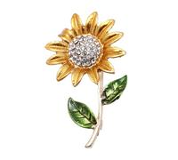 Lurrose Broche Tournesol en Alliage avec Cristaux, Broche Fleur Jaune 1 Pièce pour Mariage, Châle, Robe et Accessoires Féminins, Épingle Décorative Élégante et Vintage, Bijou de Mode