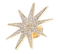 Lurrose Broche Vintage Femme Étoile à Six Branches en Alliage Or Ornée de Cristaux, Accessoire Élégant Polyvalent pour Vêtements, Présent pour Femmes