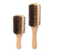 Lurrose Brosse à Cheveux pour Hommes en Poils de Sanglier Double Face, Lot de 2 Brosses, pour Cheveux Fins et Barbe, Brosse Démêlante et Nettoyante, Soin Coiffure et Barbe