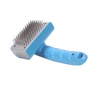 Lurrose Brosse de Toilettage pour Chien avec Poils Rétractables en Abs et TPR, Peigne à Dents Pointues en Acier Inoxydable Bleu pour Éliminer Les Poils Morts et Stimuler la Circulation