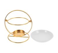 Lurrose Brûleur Cire Fondue Céramique avec Support Fer Réchauffeur Huile Essentielle et Bougie Chauffe-Parfum pour Aromathérapie et Décoration Maison