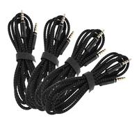 Lurrose Câble Audio Jack 3,5 Mm Mâle-mâle 1,5 M en Nylon Tressé Noir, Câble Auxiliaire Stéréo 4 Pièces, Compatible Lecteurs Mp3, Smartphones et Systèmes Audio Voiture