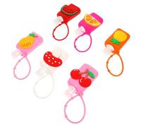 Lurrose Cache Bouteille Flacon Plastique Réutilisable en Silicone Fruitée 6 Pièces Plusieurs styles Design Créatif et Portable Épaisseur Réglable et Antichoc pour Lotion Mains
