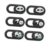 Lurrose Cache-Webcam Coulissant Panda pour Ordinateur, Lot de 6 Pièces Noir | ABS Léger, Profil Ultra Fin, Installation Rapide, Bureau et Apprentissage à Distance