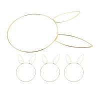 Lurrose Cadres de Couronne en Fil de Fer Lapin de Pâques Doré, 4 Pièces, 33 X 20 Cm, Accessoires DIY pour Décoration Intérieure, Ornements Printemps pour Fenêtre et Porte